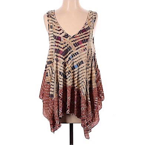 FREE PEOPLE | SLEEVELESS HANDKERCHIEF HEM ASYMMETRICAL TOP - Picture 9 of 9